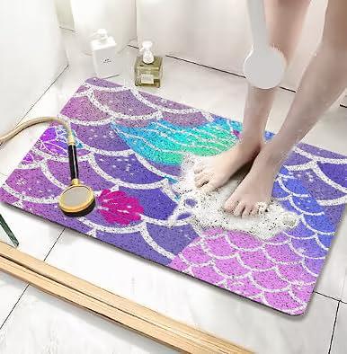 Extra Large Shower Mats Non Slip Without Suction Cups, 23.6 - 47.2 Inch,  Bath Mat for Textured Tub Surface, Loofah Mats for Shower and Bathroom,  Quick