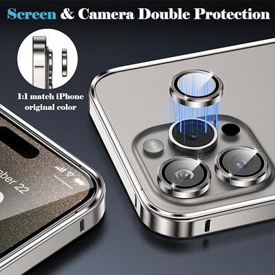 YMHML for iPhone 15 Pro/iPhone 15 Pro Max Camera Lens Protector, Tempered  Glass Alloy Metal Full Cover Drop Protection Case Friendly Camera Protector