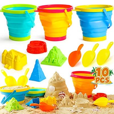 SLOOSH 3 Packs Foldable Bucket - Collapsible Bucket with Sand Shovels