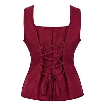 Glabeko Pirate Costume Women Medieval Renaissance Costumes for Women Pirate  Vest Bodice Corset S Wine Red - Yahoo Shopping