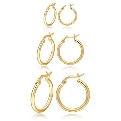 Small Hoop Earrings Hypoallergenic 14K Gold Plated Sterling Silver Post Samll Open Hoops Earrings for Women Girls