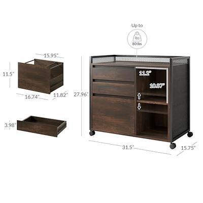 Wood File Cabinet, 2-Drawer Storage Cabinet for A4/Letter/Legal SizeBrown &  White