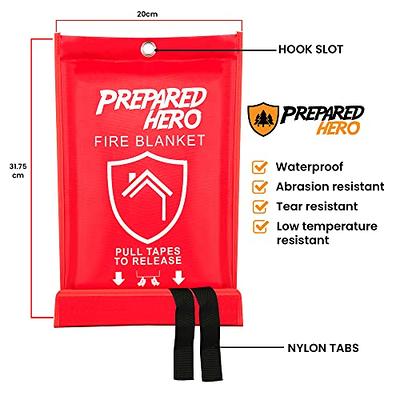 Prepared Hero Emergency Fire Blanket - 4 Pack - Fire Suppression Blanket  for Kitchen, 40” x 40” Fire Blanket for Home, Fiberglass Fire Blanket