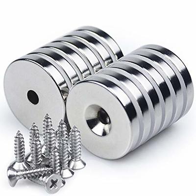MIKEDE 10 Pack Strong Neodymium Cup Magnets, 70Lbs+ Holding Force Heavy  duty Round Base Cup Magnets with Countersunk Hole, Powerful Industrial