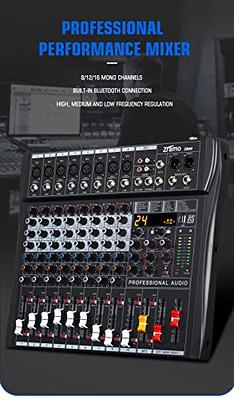 Aveek Professional Audio Mixer, Sound Board Mixing Console with 5 Channel  Digital USB Bluetooth Reverb Delay Effect, Input 48V Phantom Power Stereo  DJ