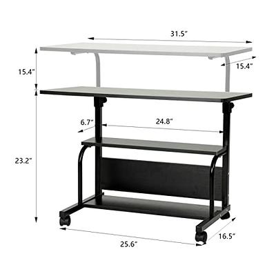 QZMDSM Rolling Desk Portable Laptop Computer Desk Small Standing Desk for  Small Spaces Table for Couch Desk for Home Office Table Mobile Adjustable