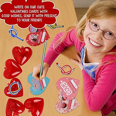GIFTARC Valentines Day Gifts for Kids - 112pcs Kids Valentines Gifts Set with 36 Valentines Day Cards , 36 LED Finger Lights,40 Packing Bags for