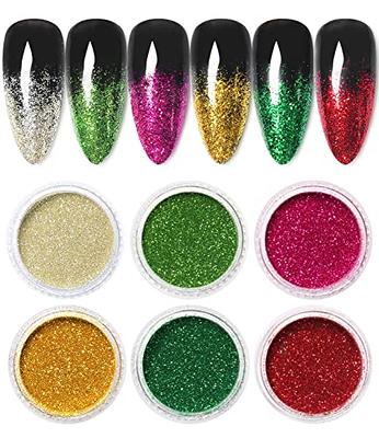 Super Fine Iridescent Rainbow Glitter Pigment Powder Dust Gel Nail Art Set  Duo