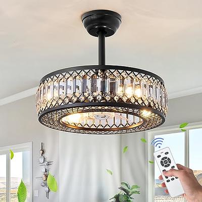 Small Ceiling Fan With Light And Remote Control Enclosed Low Profile Fan  Light For Small Room Bedroom Living Room Decorative Lamps