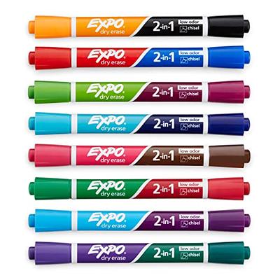 EXPO Low Odor Dry Erase Markers, Chisel Tip, Assorted Colors, 12