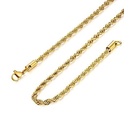 18K Solid Gold Rope Chain Necklace Men Women 16 18 20 22 24 26 28 30