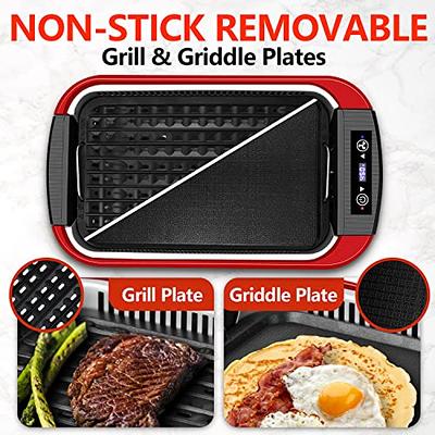 Electric 1500W Smokeless Grill with Tempered Glass Lid and