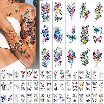 Lady Up 10 Sheets Temp Body Art Temporary Tattoos 3D Fake Tattoo for Women  Girls Kids Butterfly Flower Rose Feather Pattern Waterproof Stickers Body  Rose