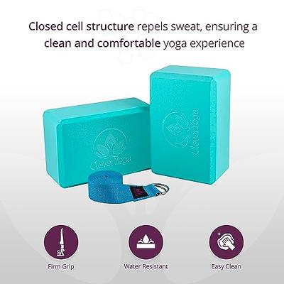  Yoga Blocks and Strap Set 2 Pack Yoga Blocks Light Weight High  Density Foam 4 x 6 x 9 Inches and 8 Foot Thick Cotton Yoga Strap for  Beginners and