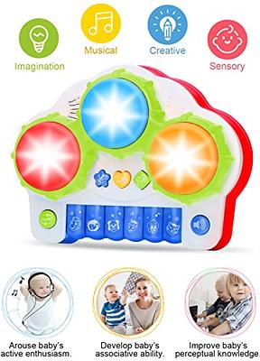 Cozybuy Kids Drum Set for Toddlers 1-3, 1 Year Old Girl Gifts Toddlers Drum  Toys with 2 Drum Sticks, Beats Flash Light and Adjustable Microphone Baby