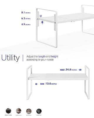 NEX Metal Kitchen Shelf Organizer for Cabinet Counter Cupboard Pantry,  Stackable & Expandable, Dark Silver