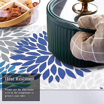 U'Artlines 6pcs Placemat, Floral Elegant Vinyl Non-Slip Insulation