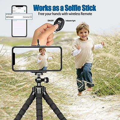 Phone Tripod,Portable and Flexible Adjustable Cell Phone Stand Holder with  Remote and Universal Clip for iPhone Android Phone Compact Digital Camera