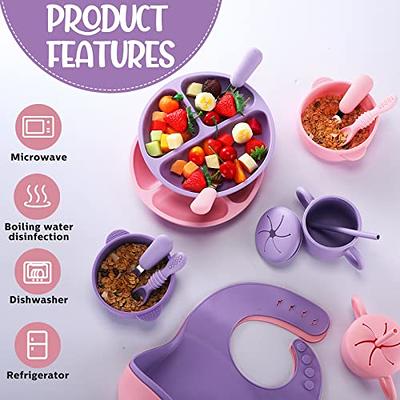 Personalized Silicone Baby Feeding Set Custom Snack Cup with Lid Baby  Weaning Supplies Adjustable Silicone Bibs Baby Birthday Gift Divided  Tableware