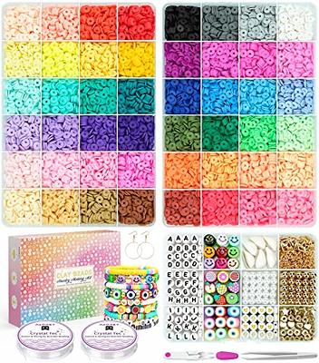 Flat Clay Beads for Jewelry Bracelet Making Kit 6mm Flat Polymer Heishi  Beads DIY Arts and Crafts Kit with Smiley Face Letter Bead Gifts Toys for  Girls Age 6-12