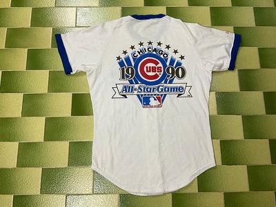 Vintage 90s MLB Chicago Cubs 1990 All Star Game Baseball Jersey Double Sided Print Fits Like S/M Adult