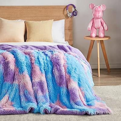 Purple Checker Throw Blanket 50x60 Fleece Sherpa Bed 