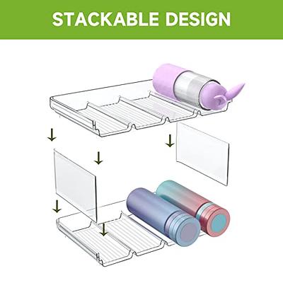 Spaclear 4 Pack Water Bottle Organizer, Stackable Kitchen Pantry  Organization and Storage Shelf, Plastic Bottle Holder for Fridge Kitchen  Cabinet