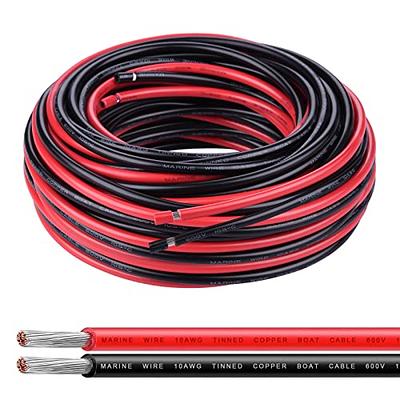 Shirbly 10 Gauge Wire - 100FT Red & 100FT Black 10 AWG Tinned