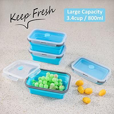 8Pcs Collapsible Food Storage Containers with Lids Flat Stacks