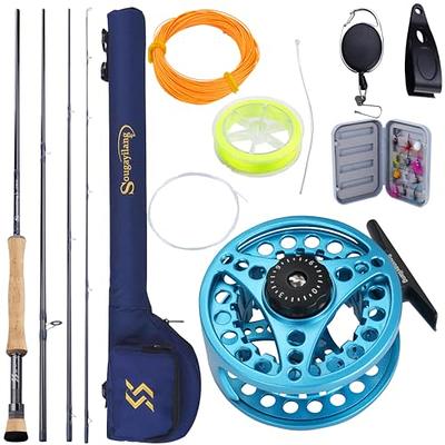 Blue 5 ft. 2 in. Fiberglass Fishing Rod and Reel Starter Set 2000