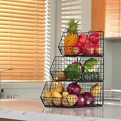Elabo Food Storage Containers Fridge Produce Saver- 3 Piece Set Stackable Refrigerator Organizer Keeper Drawers Bins Baskets