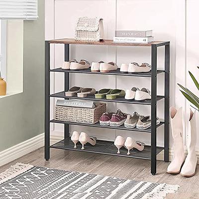 Shoe Organizer with 4 Mesh Shelves Rustic Brown