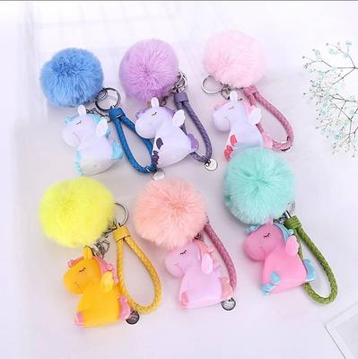 Fluffy Faux Fur Keyring Cartoon Cute Key Chain Pom Pom Ball Animal