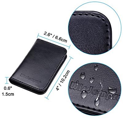  Wisdompro Business Card Holder, 2-Sided PU Leather Folio  Pocket Slim Name Card Wallet Case with Magnetic Shut for Men and Women -  Black : Office Products