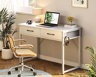 ODK 40 Inch Small Desk with Fabric Drawers- for Bedroom, White Vanity Desk  with Storage, Home Office Computer Desk for Small Spaces, Modern Work  Writing Study Table, White - Yahoo Shopping