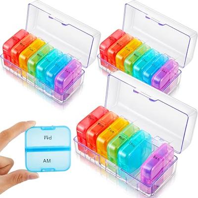 Weekly Pill Organizer,3-Times-A-Day 7 Day Pill Box Large Compartments  Moisture-Proof Pill Case Medication Reminder Portable Travel Container for