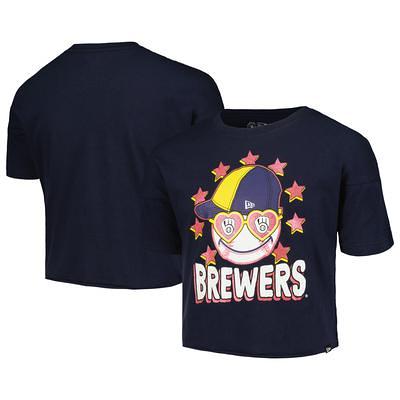 Youth Tiny Turnip White/Navy Milwaukee Brewers James 3/4-Sleeve Raglan T-Shirt Size: Small