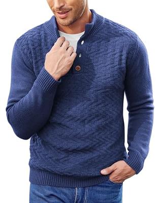 Pisexur Mens Sweater with Elbow Patches Corduroy Shirts Lapel Collar Button Up Pullover Sweaters Polo Sweatshirts