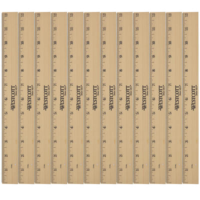 Hole Punched 12 Wooden Ruler, ` English and Metric With Metal Edge