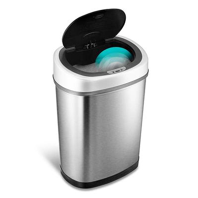 SensorCan 13 Gal. Oval Stainless Steel Automatic Sensor Kitchen Trash Can  with Power Adapter OSC13SBSAC - The Home Depot