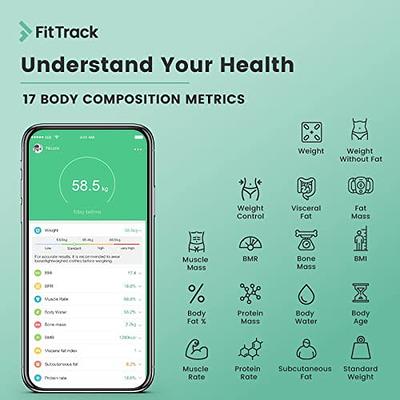 FitTrack Dara Smart BMI Digital Most Accurate Bluetooth Glass Scale,  Measure Weight and Body Fat, White 