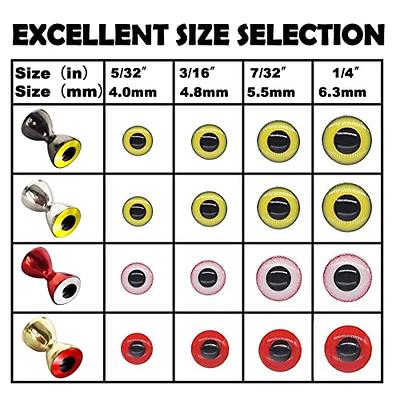 Aventik 25pc Pack Brass Dumbbell Shaped Fish Eyes Realistic Fly Tying  Materials, Lure Jig, Easy to Use, Corrosion Resistant, Various Sizes &  Colors for Trout, (Black Nickle with Yellow Eyes, 4.8mm) 