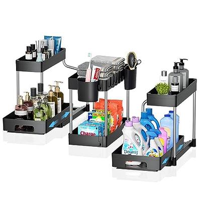 MERRYBOX Under Sink Organizers and Storage, Sliding Under Bathroom Cabinet  Organizer, 2 Tier Kitchen Under Sink Organizer Pull Out Drawer with 4