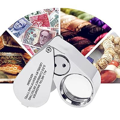 2 Pack 40X Metal Illuminated Jewelry Loop Magnifier, Magnifying Glass with  LED Light Pocket Folding Jewelers Loupe for Currency Detecting Jewlers  Identifying Type Lupe - Yahoo Shopping