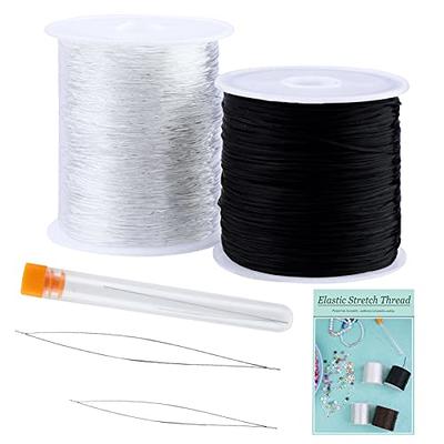 0.8mm Elastic Cord for Jewelry Making, 100M Black and 100M Clear