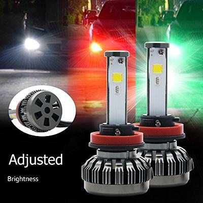 MASO H8 H9 H11 Led Car Headlight Conversion Kit, Auto RGB Headlight Bulbs  6000K-10000K 80W 8000LM Adjustable Brightness High/Low Beam Super White COB  Chips with APP Control IOS Android Pack of 2