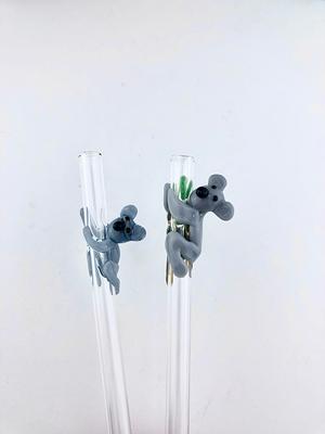 Buy Flower GLASS STRAW Boba Straws Smoothie Straws Thin Straws