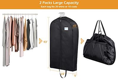 MISSLO 43 Garment Bags for Hanging Clothes Protector Suit Bags for Travel  with Handles Gusseted Storage Closet Coat, Jackets, Dress Cover, Black, 3  Pack 