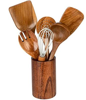 Wooden Spoons for Cooking,7Pcs Wooden Utensils for Cooking Teak Wooden  Kitchen Utensil Set Wooden Cooking Utensils Wooden Spatula for Cooking