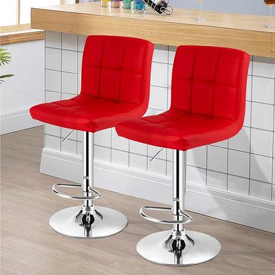 HOMEFUN 31.5 in. Gray Velvet Seat Low Back Metal Frame Adjustable Cushioned Height Bar Stool with Foot Rest